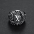 thumbnail image 2 of Mens Stainless Steel Lion Head Ring With Black Diamond Accent U Shape Bold Statement Jewelry Gift For Festivals, 2 of 5