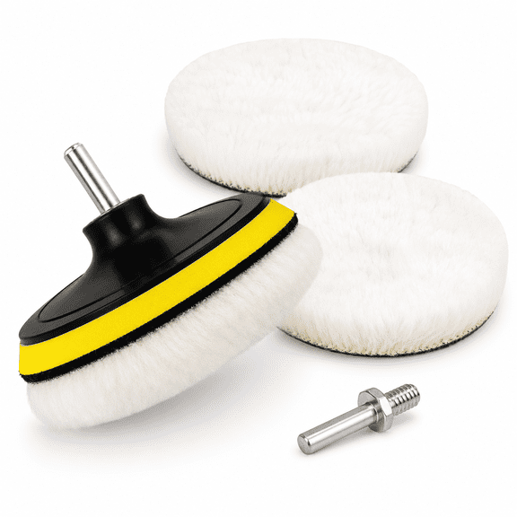 5 Pcs 6 Inch Wool Polishing Buffing Pad Polishing Buffing Wheel for Drill Buffer Attachment with M14 Drill Adapter