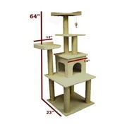 Angle View: Majestic Pet 64 in. Bungalow Sherpa Cat Tree