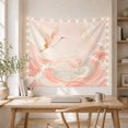 thumbnail image 5 of Japanese Crane in Flight Against Swirling Coral Waves Serene Japanese Inspired for Nature Lovers Coastal Wall Art Birthday Gift Tapestry Wall Hanging for Bedroom and Living Room, 5 of 7