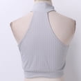 thumbnail image 5 of Sunisery Women Summer Sleeveless Solid Color Hollow Out Turtleneck Crop Tops, 5 of 5