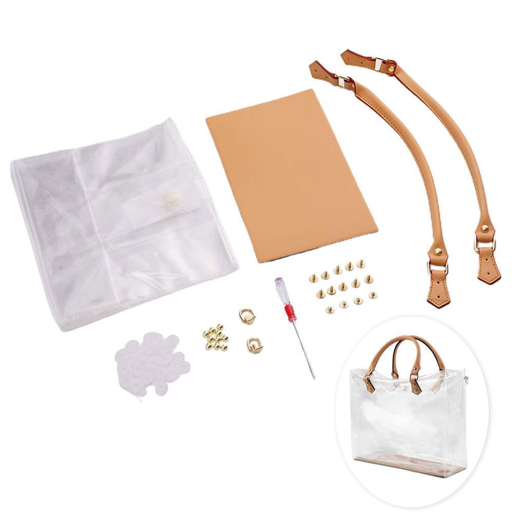 Clear PVC DIY Tote Bag Handbag Making Kit, 5 Sizes Handmade Gift Bags Craft Accessories Tool Set Birthday Holiday DIY PVC Bag for Kids W7R8