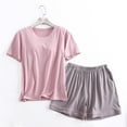 thumbnail image 2 of Ensembles de Liquidation pour Femmes, Ensemble de Shorts Décontractés d'Été pour Femmes, Ensemble Décontracté Ample pour Femmes avec Coussin de Poitrine, Col Rond, Manches Courtes, 2 of 5