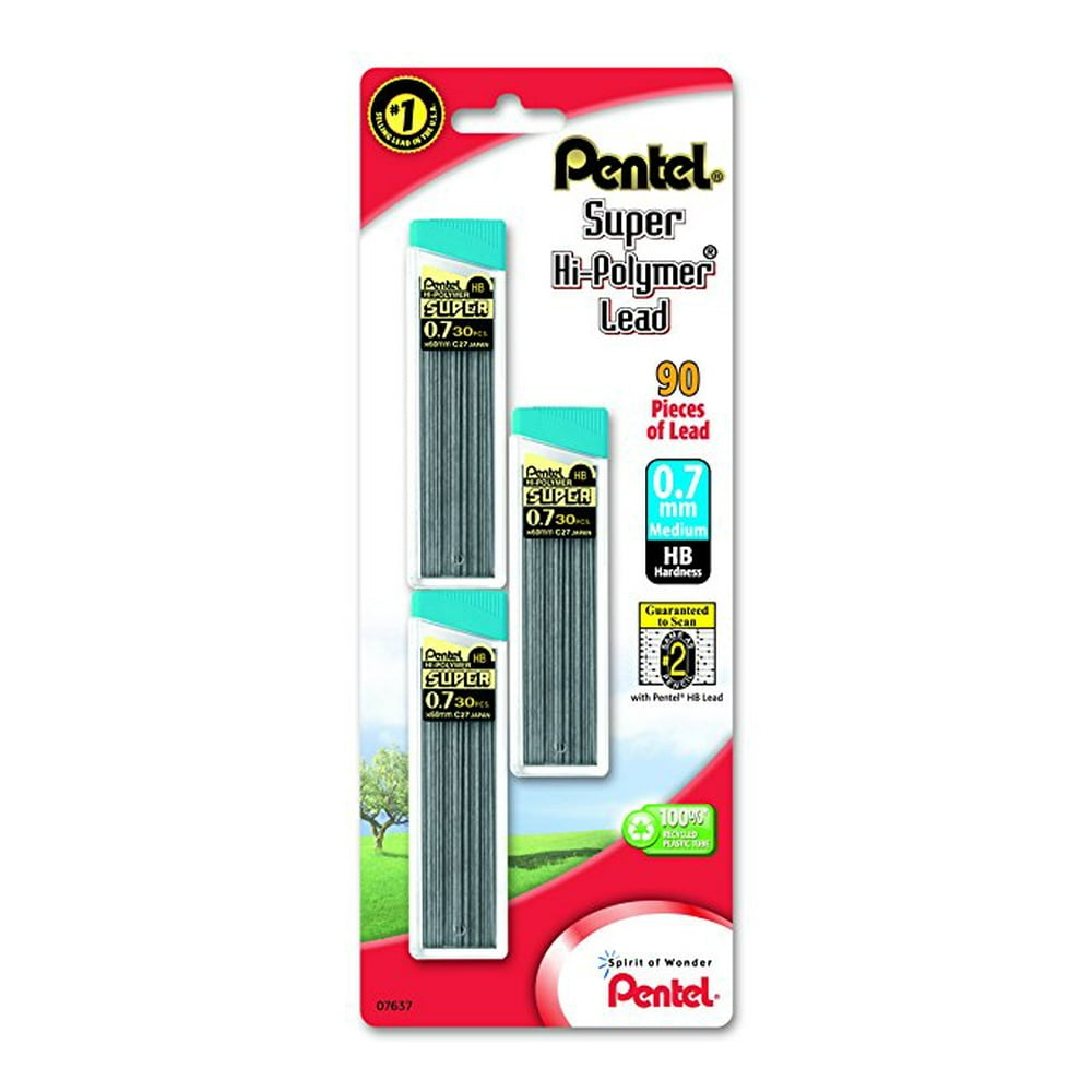 Pentel Super HiPolymer Lead Refill , 0.7 mm Medium, HB, 90 Pieces of