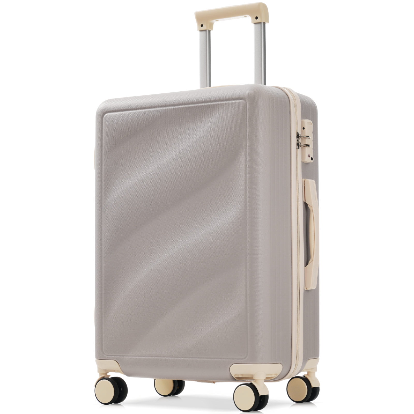 3-Piece Lightweight ABS Suitcase Set with Spinner Wheels & TSA Lock, Carry-On and Checked Luggage (20"/24"/28") – Gray Purple