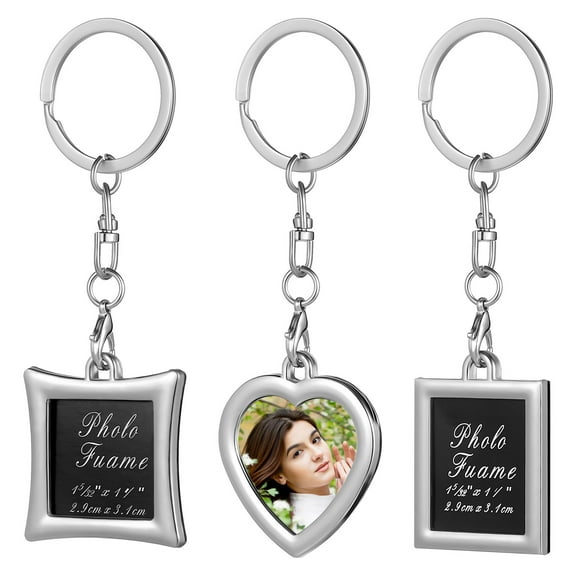 3 Pcs Photo Frame Key Ring Couple Keychain Lovers