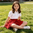 thumbnail image 6 of Gytharion Toddler Kids Girls Skirts Summer Solid High Waist Mini Skirts Soft Comfy Bow Knot Cute Skirts for Baby Girls, 2-9 Years, 6 of 8