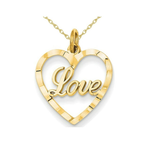 Heart Shaped LOVE Pendant Necklace in 14K Yellow Gold - Walmart.ca