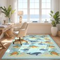 thumbnail image 3 of Design&I 6'x9' Ultra Soft Area Rug, Whale Turtle Nautical Underwater Cartoon Marine Wave Border Crab None Fluffy Washable Non Shedding for Guest Room Bedroom Living Room, 3 of 7