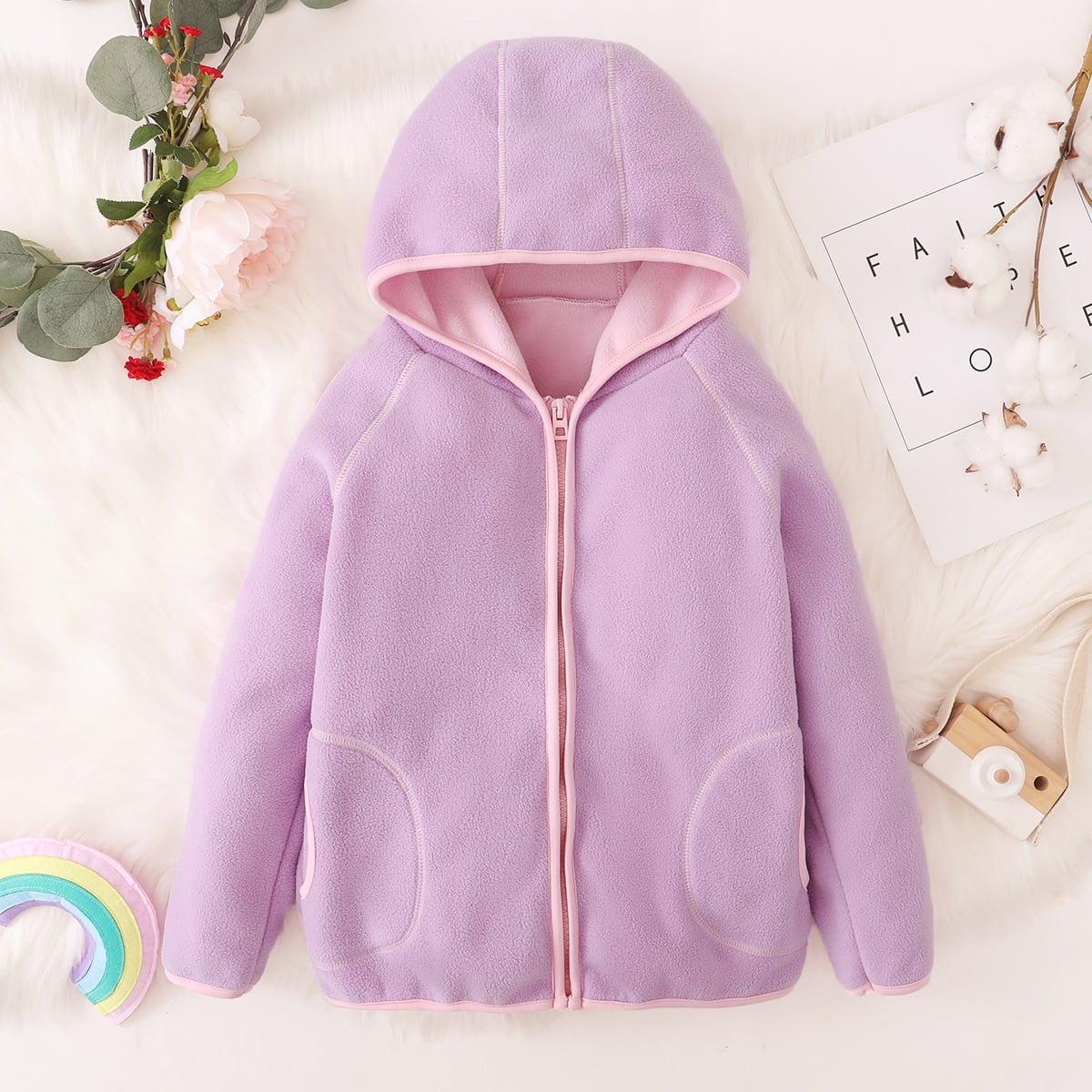 Sweety Girls A Line Pleat Detail Pom Pom & Rabbit Ear Appliques Hooded Coat Sweety Girls A Line Pleat Detail Pom Pom & Rabbit Ear Appliques Hooded Coat