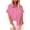 Pink, variant on Ussuma Solid Color Cotton and Linen Short Sleeve Summer Tops Collared with Button Summer Fashion Women's Blouses Simple and Comfortable Breathable Club, Date Night & Vacation XXXL Red