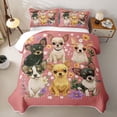 thumbnail image 2 of Homewish Funny Chihuahua Dog Quilt Full,Kawaii Floral Full Bedspread Sets,Pink,3pcs, 2 of 7