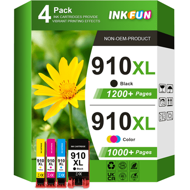 910 Ink Compatible for HP Ink 910 for HP 910 Ink Cartridges Combo Pack  (4 Pack, Black Cyan Magenta Yellow)