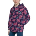 thumbnail image 2 of Pofeuu Rose Flowers Print Kids Pullover Hoodies Warm Thick Hooded Sweatshirt with Packet for Boys Girls-Medium, 2 of 6