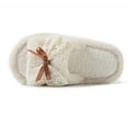 thumbnail image 4 of Xfvqtps Fluffy Slippers for Women Lace Bow Winter Warm Open Toe Slip on Furry Cozy Indoor and Outdoor Plush Shoes Beige, 4 of 7
