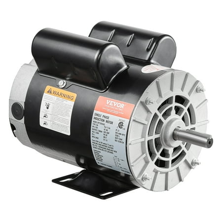 VEVOR 5HP SPL Air Compressor Electric Motor, 230V 17.6Amps, 56 Frame 3450RPM, 5/8" Keyed Shaft, 1.88" Shaft Length, CW/CCW Rotation (Factory Setting is CCW), Single Phase