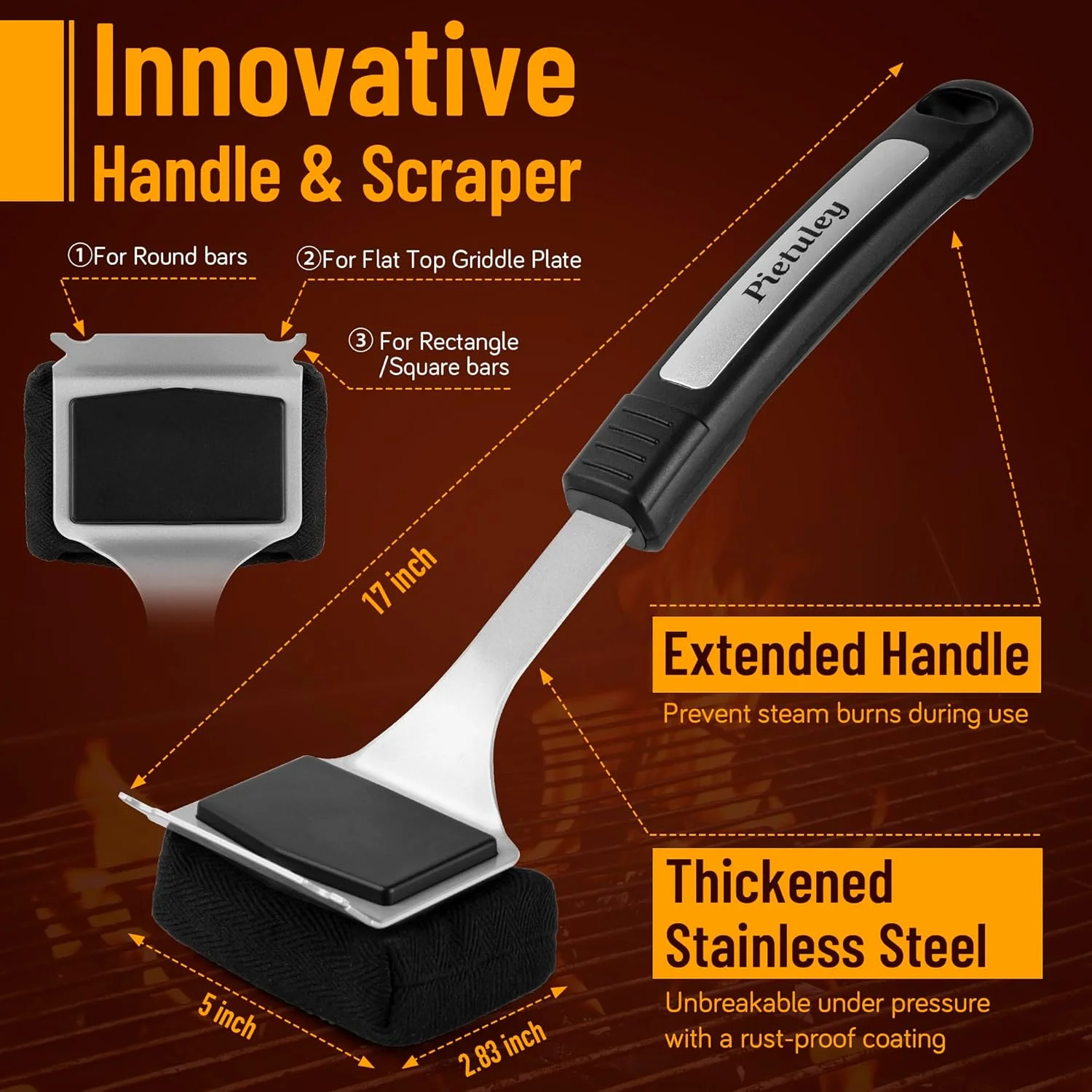 Steam Grill Brush with Scraper, Safe BBQ Cleaning Brush Kit for Grill Cleaner,Bristle-Free Barbecue Accessories Oven Cleaning To