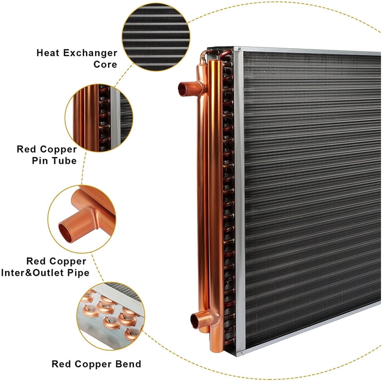 24x24 Heat Exchanger Water To Air , Forced Air Heating with 1 Copper  Ports Hot Water Coil for Outdoor Wood Furnaces, Residential Heating -  Walmart.com