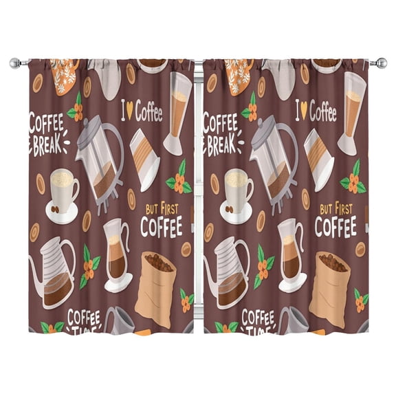 Coffee (144)_3 Curtains-blackout Curtains Bedroom Decor Living Room Darkening Grommet Window Drapes 2 Panels Set 52"x 84"