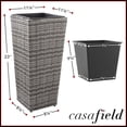 thumbnail image 3 of Casafield (Set of 2) All-Weather Outdoor Planters with Liners - Gray, Tall Tapered Plant Boxes with Flower Pots for Front Porch, Patio, Garden, 3 of 7
