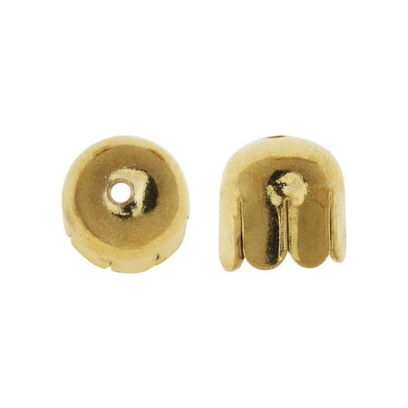 Capsule Bead Caps, with Flaps 8x8mm, 25 Pieces, Antiqued Gold Plated