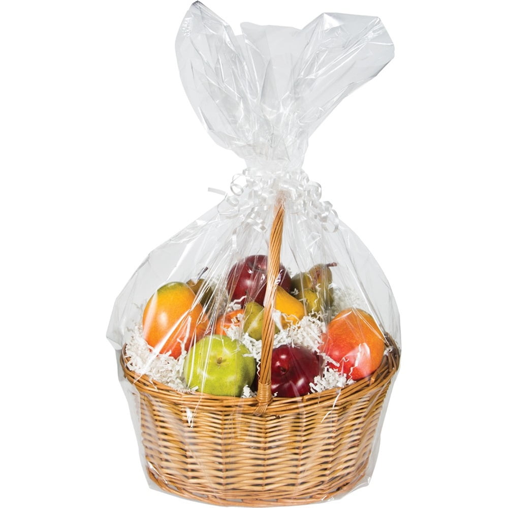 24" x 25" Clear Cello Basket Bag Large,Pack of 12