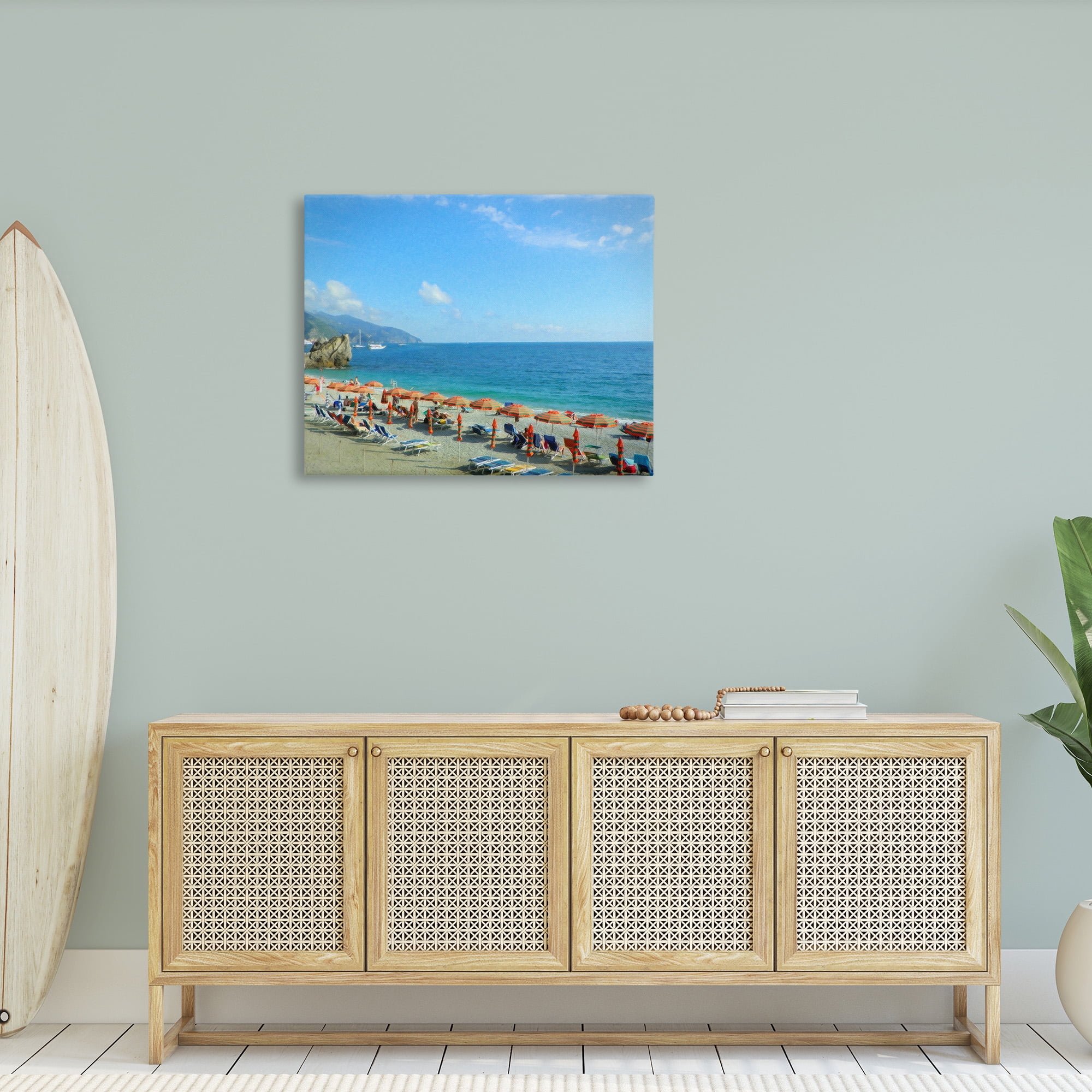Stupell Industries Summer Beach Resort Landscape Painting Gallery Wrapped Canvas Art Print Wall Art, 40 x 30