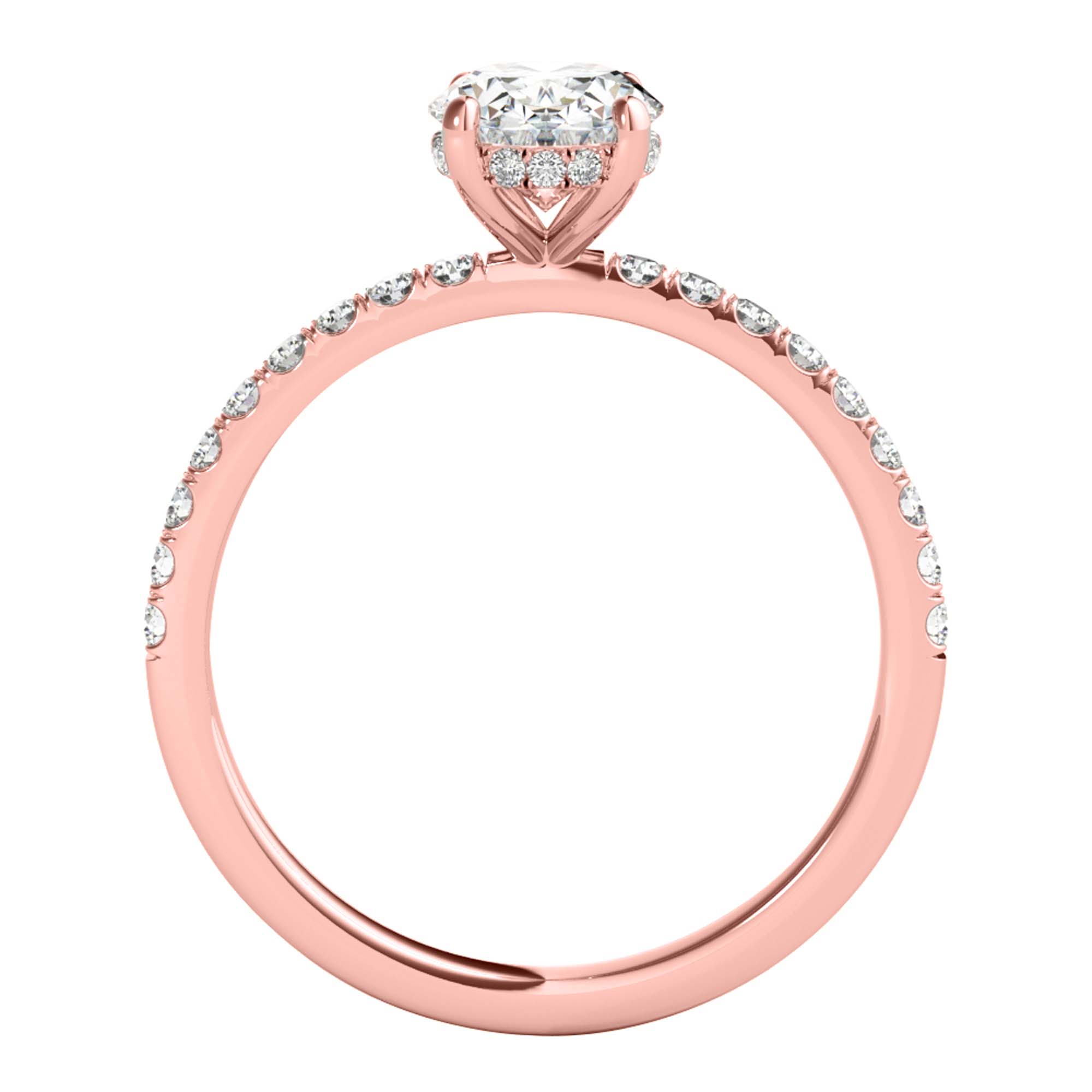 Mauli Jewels 1.75 Carat Oval Moissanite and Natural White Diamond Halo Engagement Ring for Women in 10K Rose Gold, 4-Prong Setting Bridal Wedding Gift