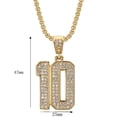 thumbnail image 2 of YOHAX Hip hop Jewelry Hip hop Necklace Stainless Steel Vacuum Gold Plated Diamond Set Number 10 Pendant Necklace Hip hop Men's and Women's Chain (golden), 2 of 7