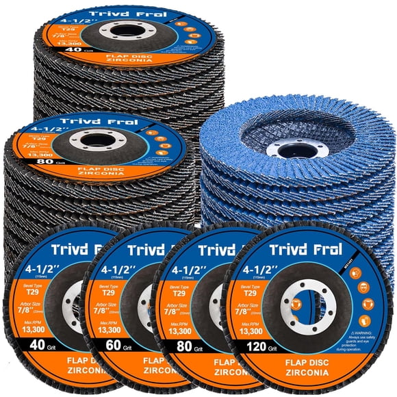 Discos de solapa Trive Frol 40/60/80/120 Grit T29 115 mm, paquete de 40