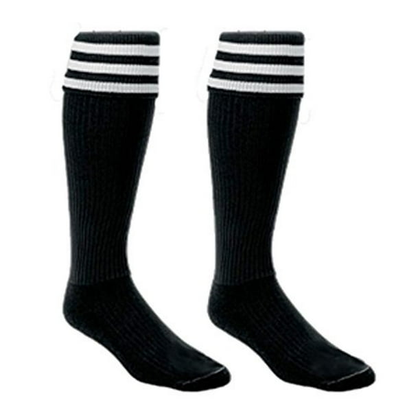 1 Stop Soccer 2 Pair Official Stiping Referee Soccer Socks Black