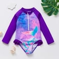 thumbnail image 5 of Swim Suits for Girls One Piece Surfing with Long Sleeve Sun Zip Up Ruffles Kids Beachwear, 5 of 7