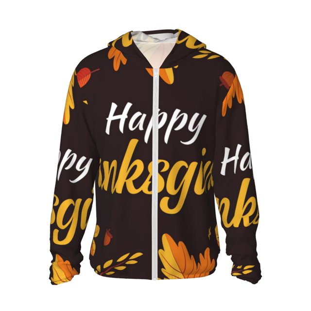 Balery Happy Thanksgiving 1 Sudadera ligera de manga larga con capucha y protección solar UPF 50+ para hombre y mujer, ideal para pesca y running-Large
