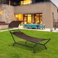 thumbnail image 4 of Gymax Chaise Lounge Bed w/ Detachable Sunshade Canopy Hammock w/ Rustproof Metal Stand Brown, 4 of 10