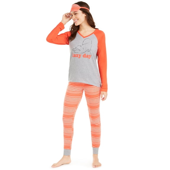 Jenni Womens Knit Pajamas & Sleep Mask 3pc Set Size XS