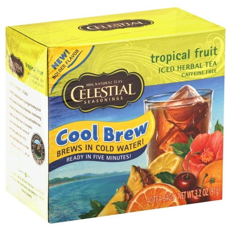 Celestial Seasonings Iced Herbal Tea Caffeine Free Tropical Fruit 40 Tea Bags