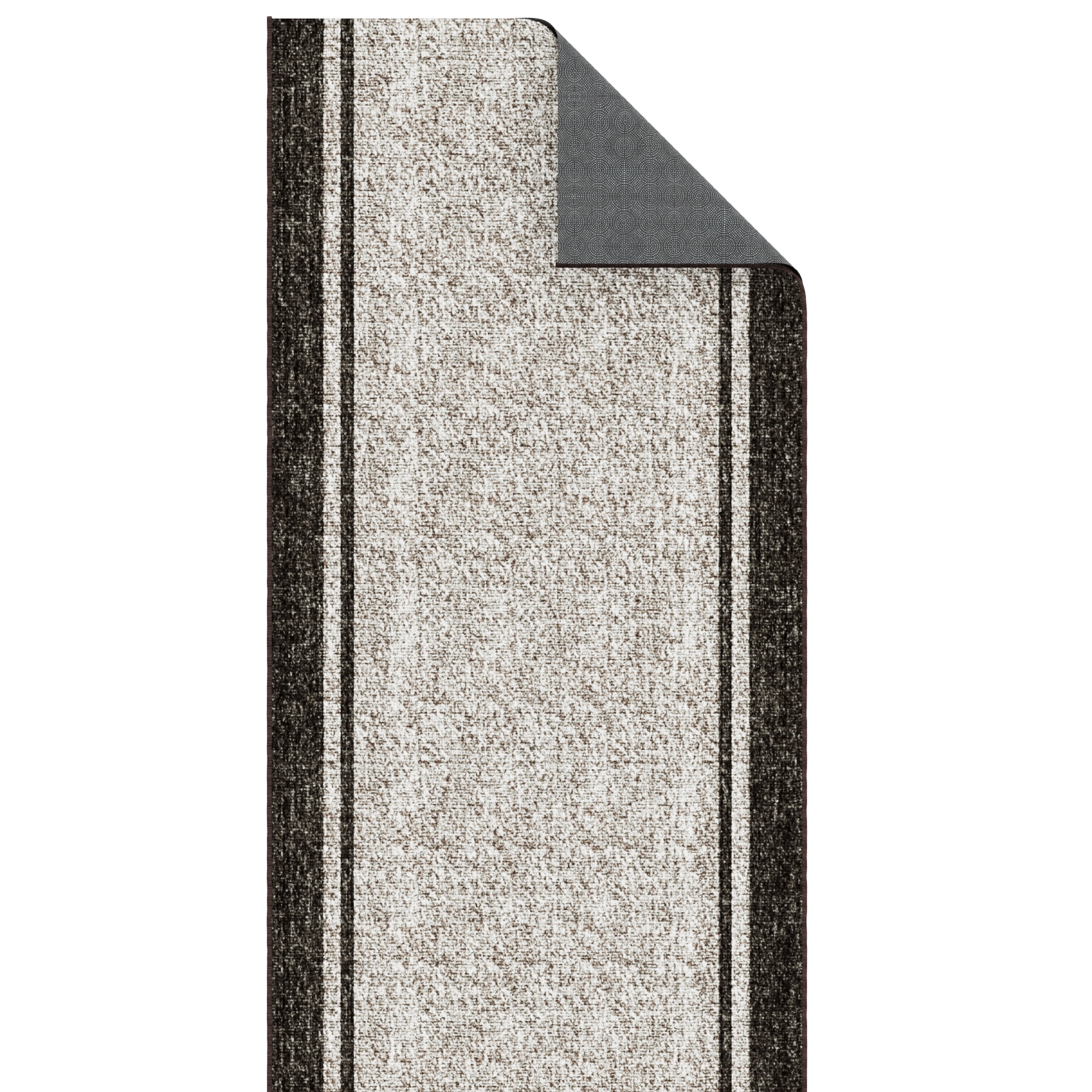 Ottomanson Hallway Runner Rug 2'7" x 11' Soft Non-Slip Indoor Rug, Border Brown