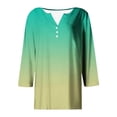 thumbnail image 1 of Plus Size Tops Women's Gradient Print V Neck Button Up 3/4 Sleeve T Shirt for Spring and Fall Casual Daily Fashion Blouse, 1 of 4