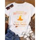 thumbnail image 1 of Halloween T-shirt - Witch Switch Print Crew Neck T-Shirt - Soft Cotton, Casual Short Sleeve Top for Spring & Summer, Machine Washable, alphabets Positioning Printing, all-Season Wear, 1 of 6