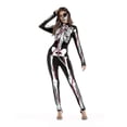 thumbnail image 2 of Fashion Female Horror Halloween Cosplay Costume Skull Print Sexy Long-sleeved Fitness Skeleton Bodysuit One-piece Party Costume, 2 of 3