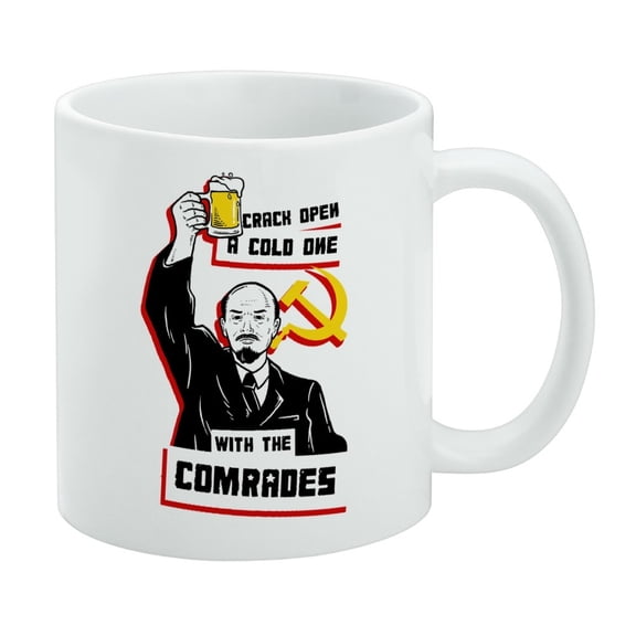 Crack Open a Cold One with the Comrades Funny Humor White Mug