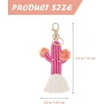 thumbnail image 3 of 1pc Cactus Pom Pom Keychain Cute Women Keychain Boho Hanging Ornament Handmade Pink, 3 of 4