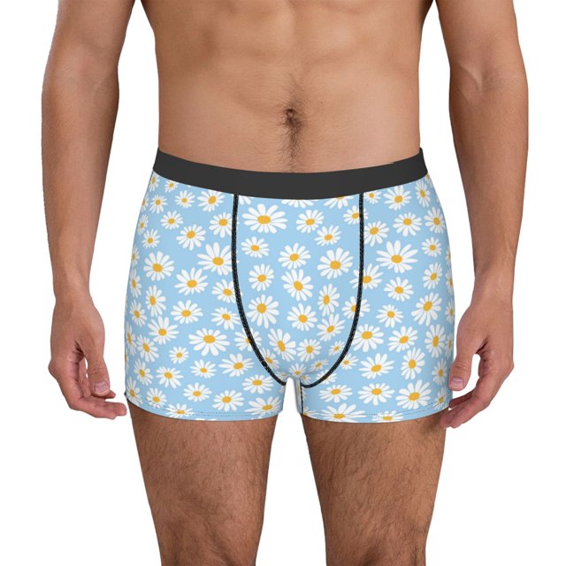 Balery Floral Daisy Calzoncillos bóxer para hombre, ropa interior de algodón suave y transpirable con cinturilla de nailon-XX-Large