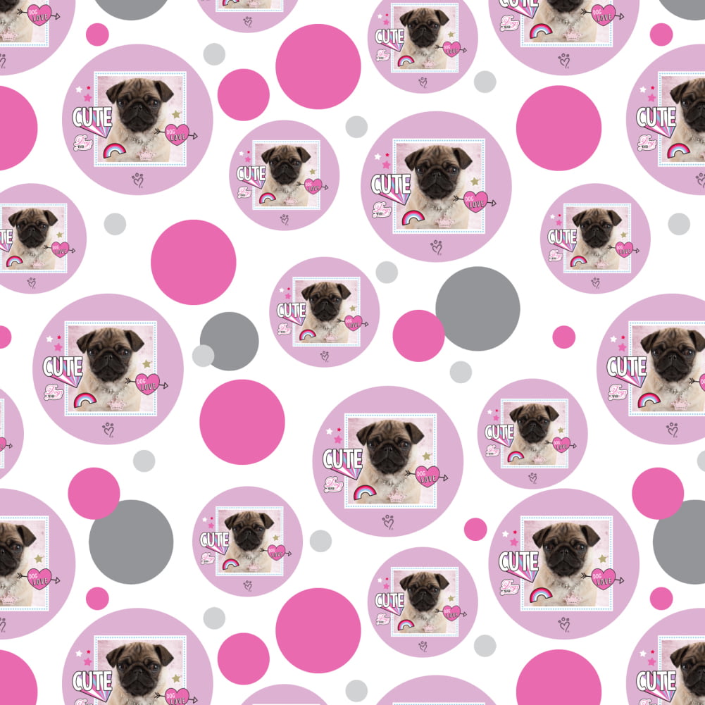 Brainbox Candy PUG GIFT WRAP SHEETS Gift Set Dog Birthday Whimsical 
