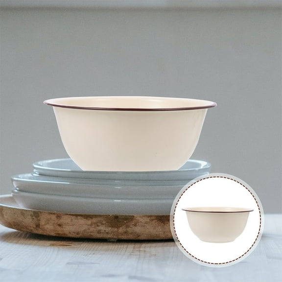 WRISTBIQUE Enamel Bowl Ivory 1Pack 8.5In Round