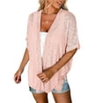 thumbnail image 3 of Frontwalk Womens Shirt Cardigan Short Sleeve Cover Up Solid Women's Loose Tops Open Front Pink XL, 3 of 6