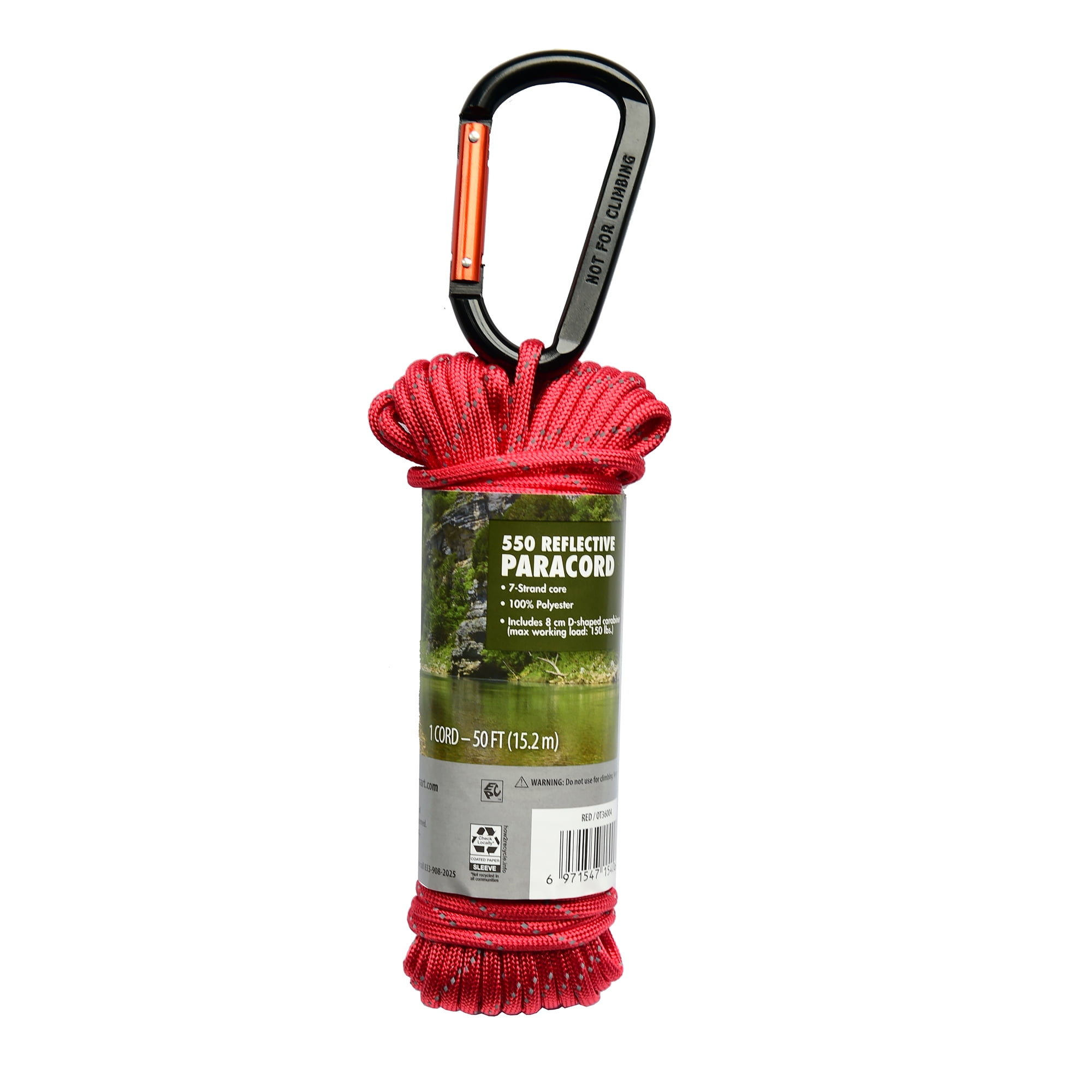 (2 pack) Ozark Trail 50Ft 550 Reflective Paracord, Red
