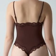 thumbnail image 4 of BLTIBY Sleeveless Bodysuit for Women Square Neck Solid Color Lace Thong Spaghetti Strap Jumpsuit Tummy Control Seamless Shapewear Fashion Basic Bodysuits Coffee XL, 4 of 4