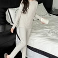 thumbnail image 4 of Cethrio Girls Thermal Pajama Sets, Two Piece Long Sleeve Soft Winter Sleepwear Loungewear Beige Size 16, 4 of 5