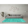 thumbnail image 3 of Ahgly Company Machine Washable Indoor Rectangle Oriental Turquoise Blue Industrial Area Rugs, 4' x 6', 3 of 4